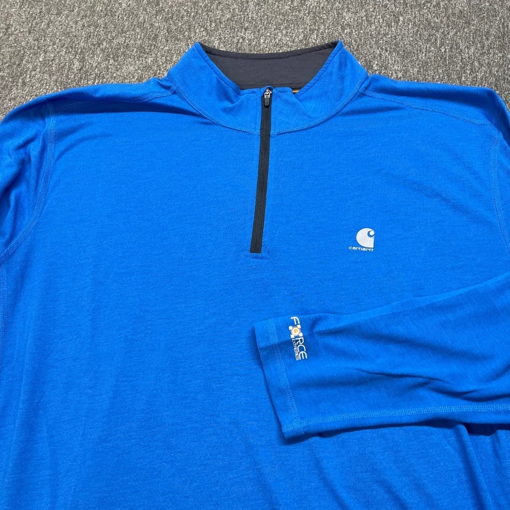 Carhartt Force Extremes Mens XL Blue Quarter Zip Pullover Relaxed Fit Shirt